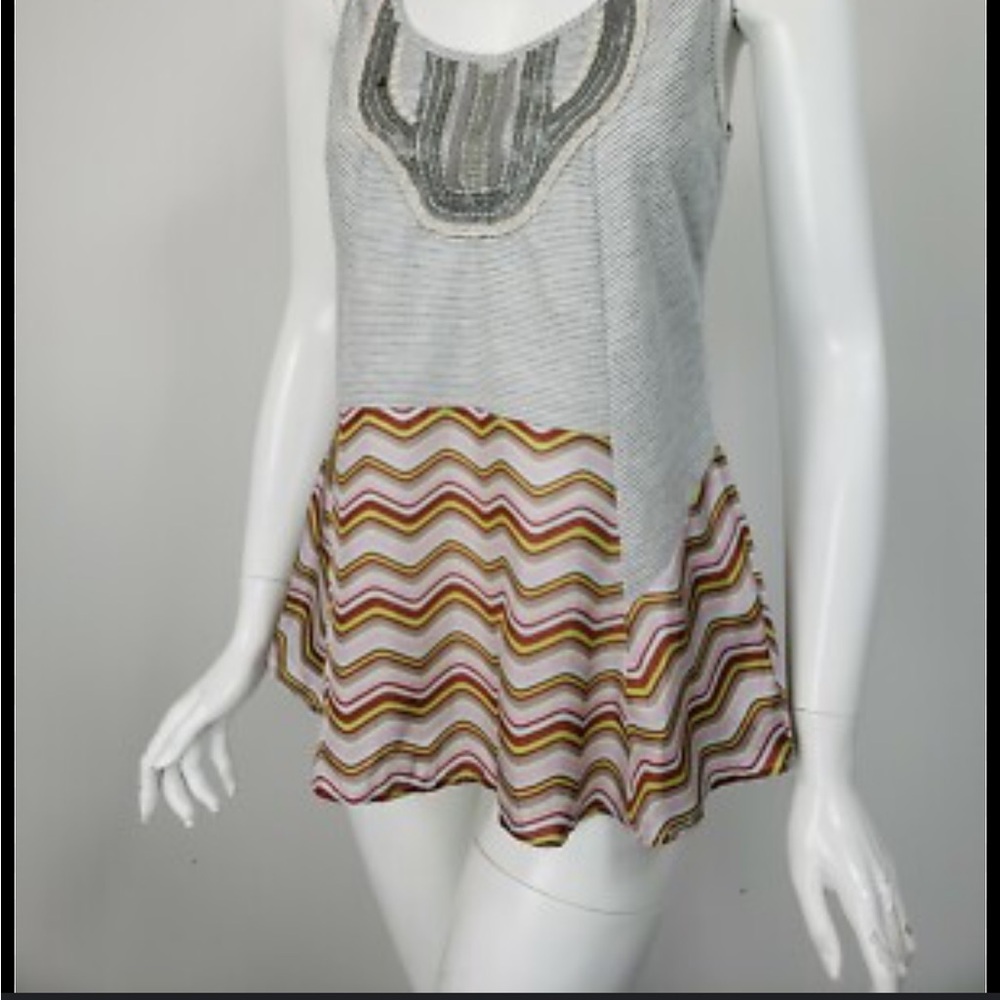Anthropologie A common thread silk sequin embellished embroidery M top lk new